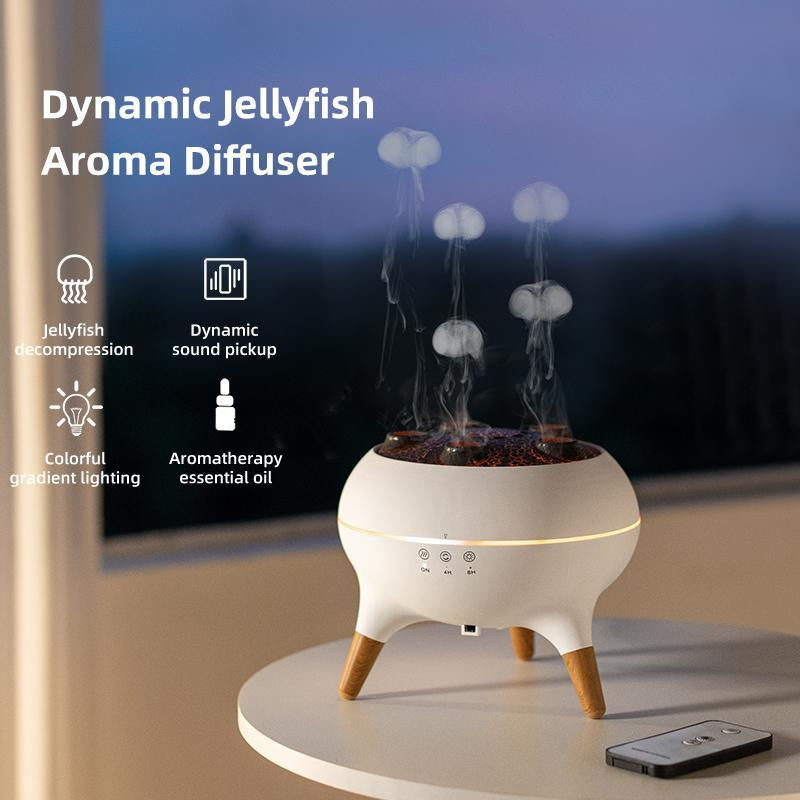 Portable Creative Jellyfish Design Air Humidifier, Remote Control Dynamic Fragrance Mist Maker, Decorative Night Light for Home Office