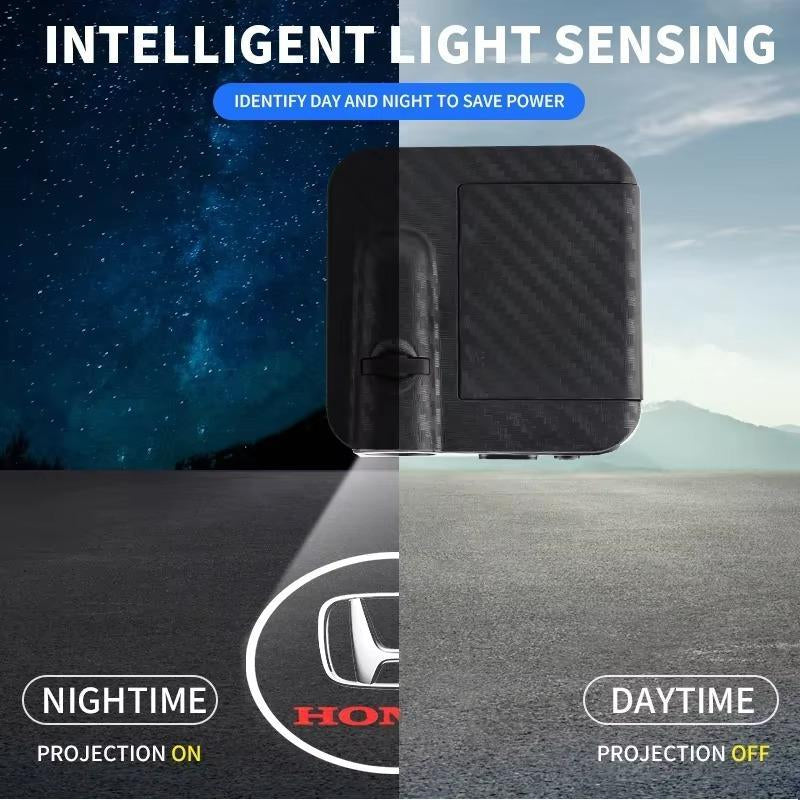 Car Welcome Light, Logo Light, 2Pcs, Wireless Carbon Fiber Pattern, Infrared Door Sensor Projection, Stylish Lighting Feature