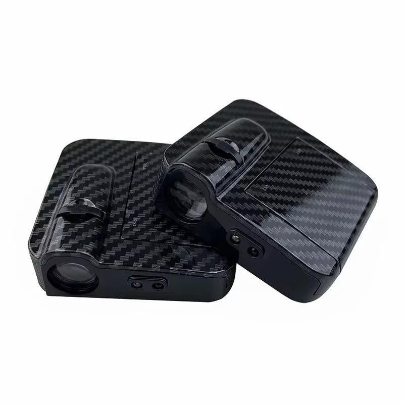 Car Welcome Light, Logo Light, 2Pcs, Wireless Carbon Fiber Pattern, Infrared Door Sensor Projection, Stylish Lighting Feature