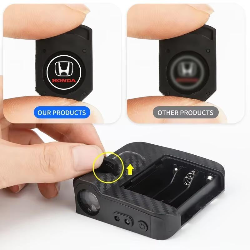 Car Welcome Light, Logo Light, 2Pcs, Wireless Carbon Fiber Pattern, Infrared Door Sensor Projection, Stylish Lighting Feature
