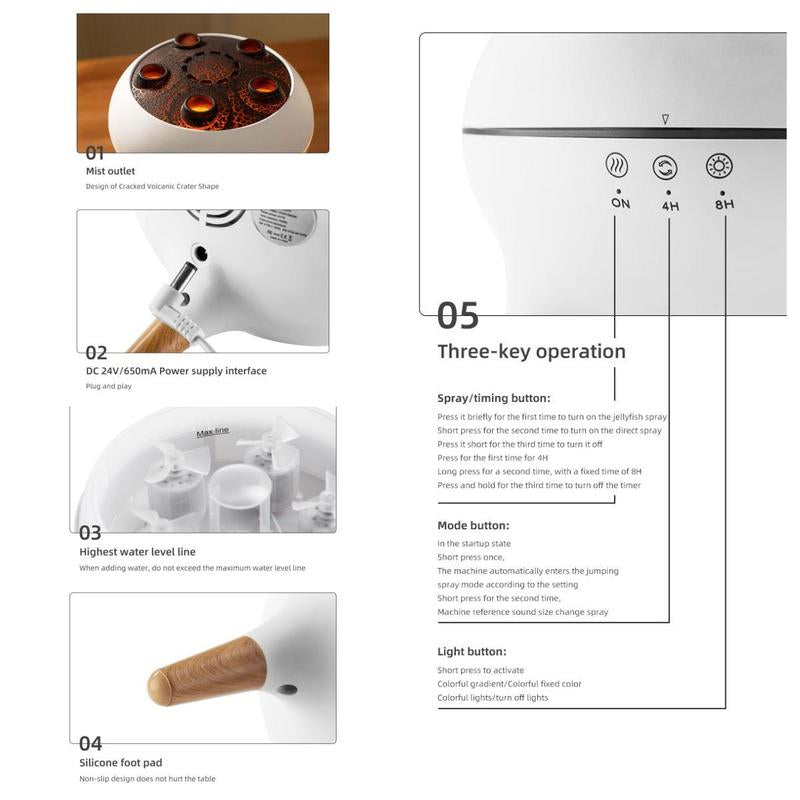 Portable Creative Jellyfish Design Air Humidifier, Remote Control Dynamic Fragrance Mist Maker, Decorative Night Light for Home Office