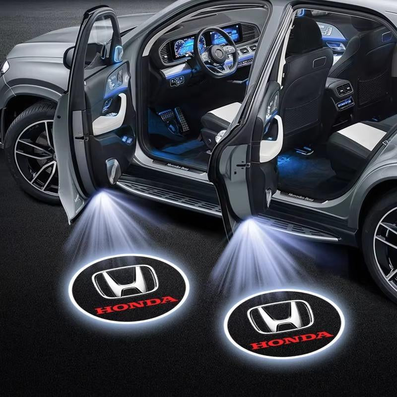 Car Welcome Light, Logo Light, 2Pcs, Wireless Carbon Fiber Pattern, Infrared Door Sensor Projection, Stylish Lighting Feature
