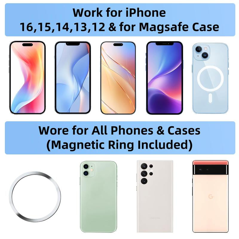 Magnetic Car Phone Mount – Works on Car Dash, Desk, or Bathroom Wall, Compatible with Iphone & Android